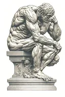 the thinker statue tattoo design idea
