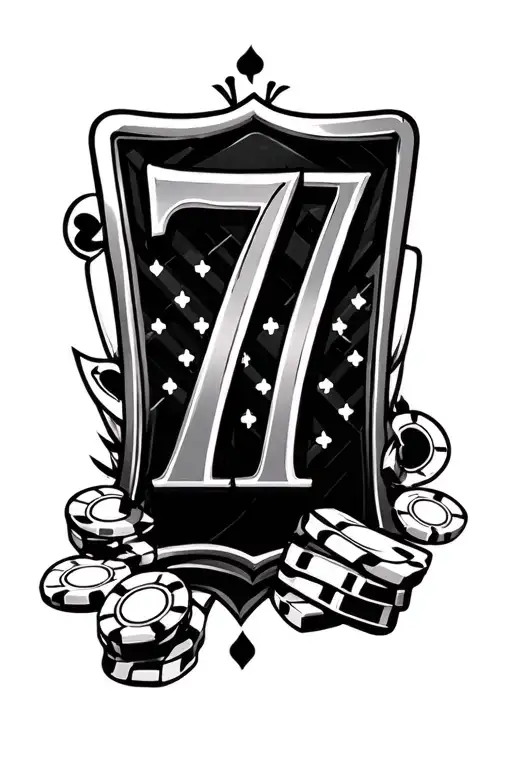 777 symbol within a casino gambling themed tattoo tattoo design idea
