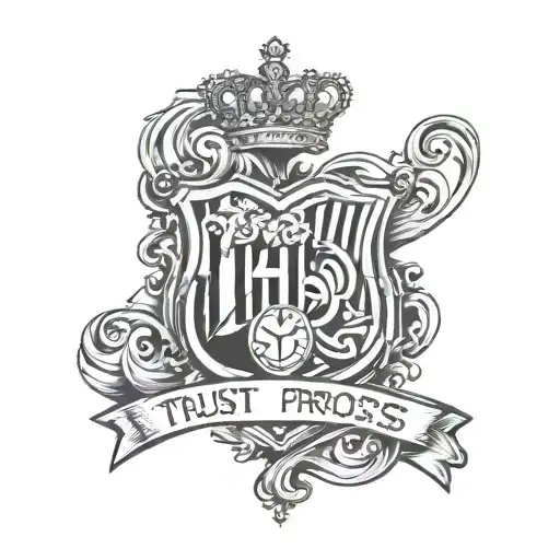 Text trust the process with Barcelona symbol incorporated tattoo design idea