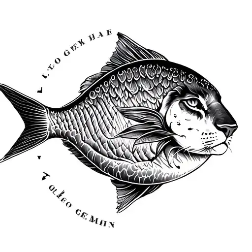 Show me some tattoo designs which incorporates Pisces, Libra, Leo and Gemini with Leo as the leading sign tattoo design idea