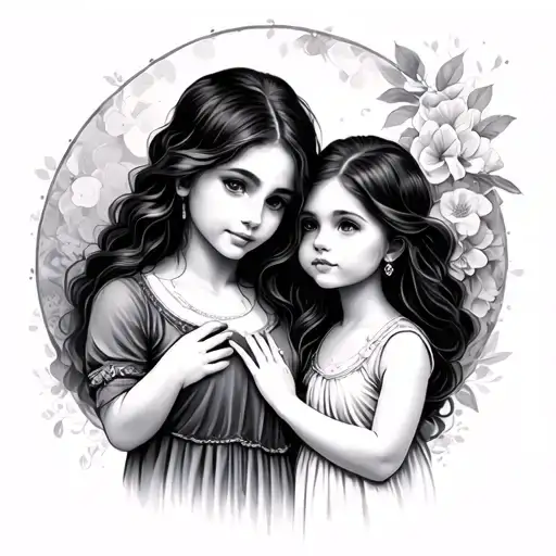 Mother And 2 Daughters tattoo design idea