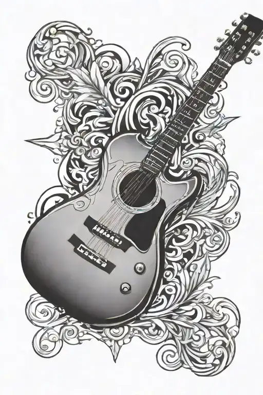 guitar with cross tattoo tattoo design idea