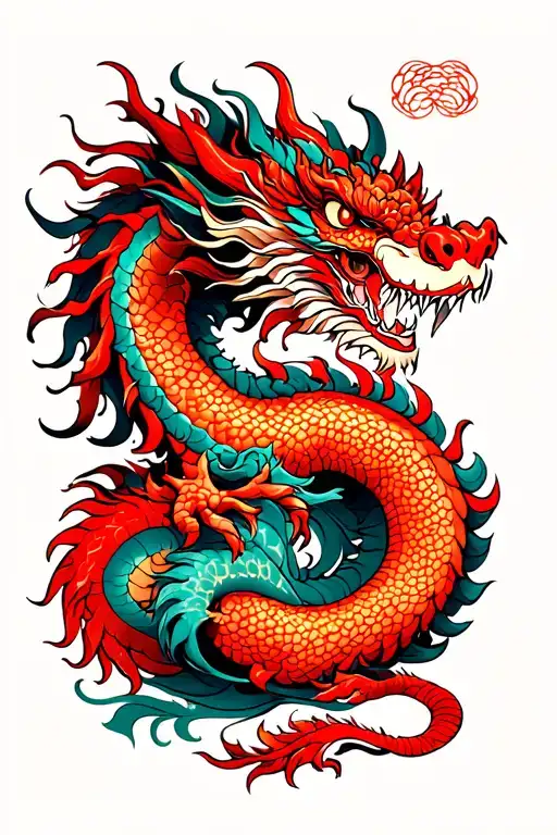 dragon red tattoo design idea