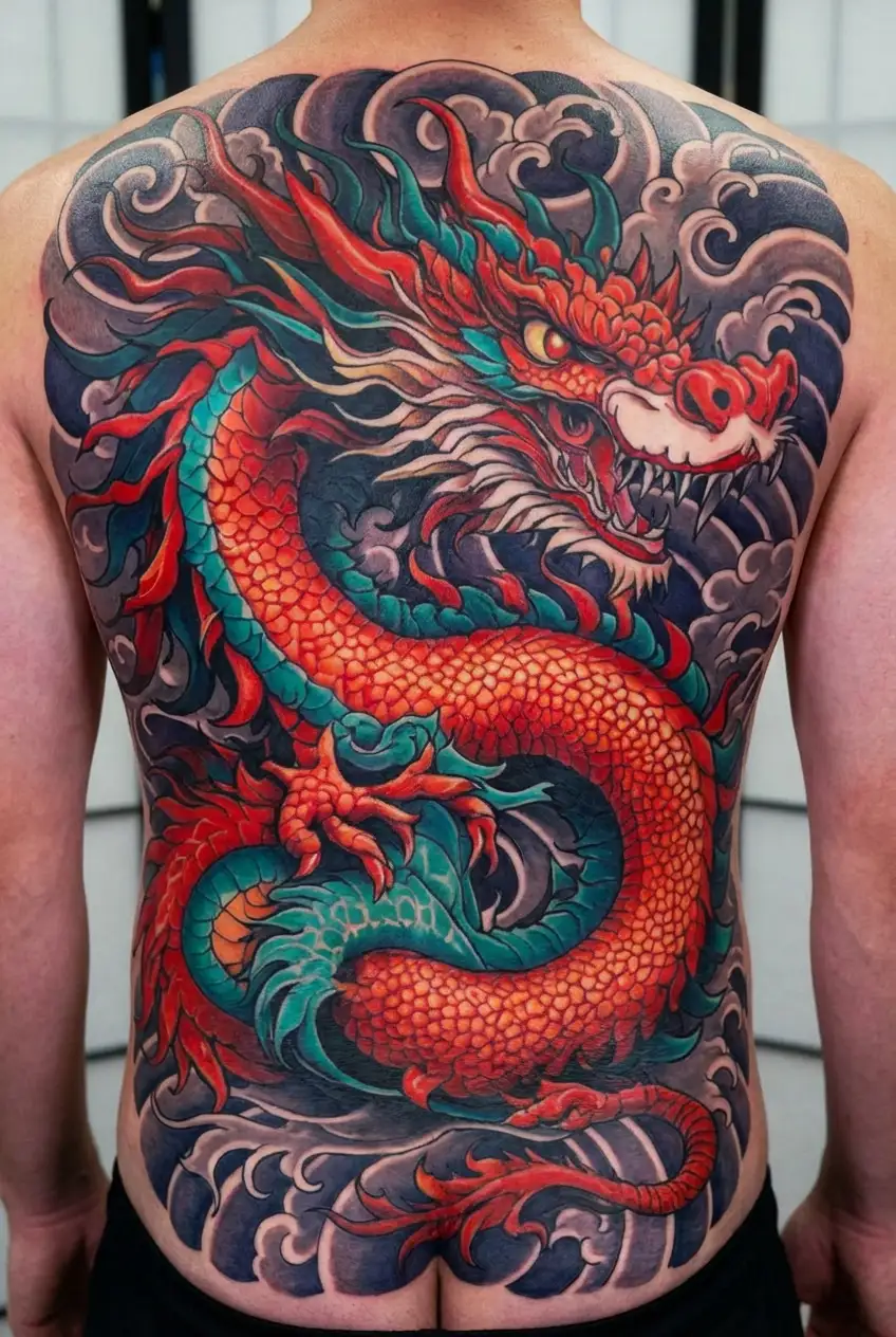 dragon red tattoo design idea