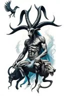 baphomet surrounded by mythical animals tattoo design idea