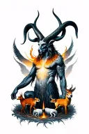 baphomet surrounded by mythical animals tattoo design idea