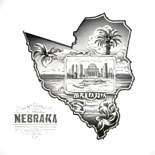 nebraska state outline with florida in the middle of it tattoo design idea