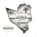 nebraska state outline with florida in the middle of it tattoo design idea