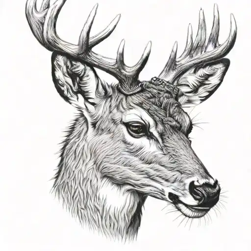 white tail deer tattoo design idea