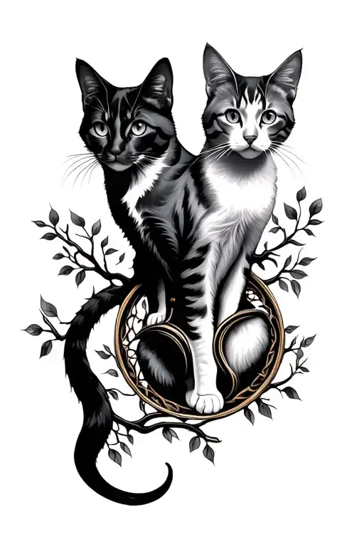 freya  cats tree of life  tattoo design idea