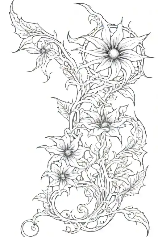 hr giger long thin moonflower vine tattoo design idea