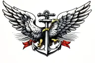 anchor and eagle wings spread tattoo design idea