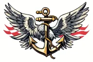 anchor and eagle wings spread tattoo design idea