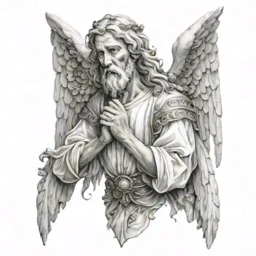 angel seraphim in hand tattoo design idea