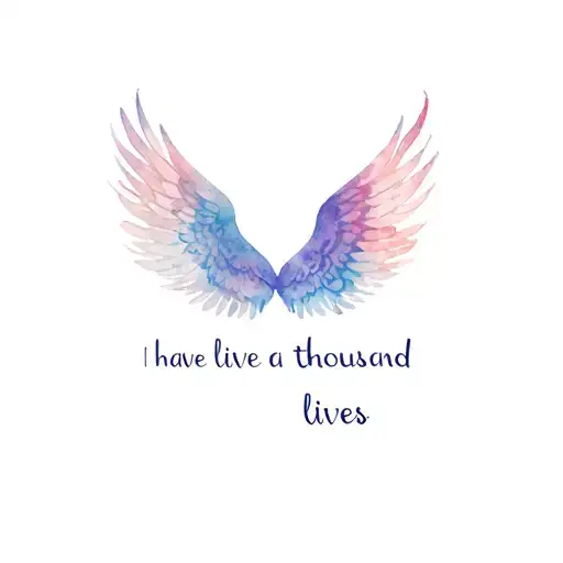 "i have lived a thousand lives" wings open book magical tattoo design idea