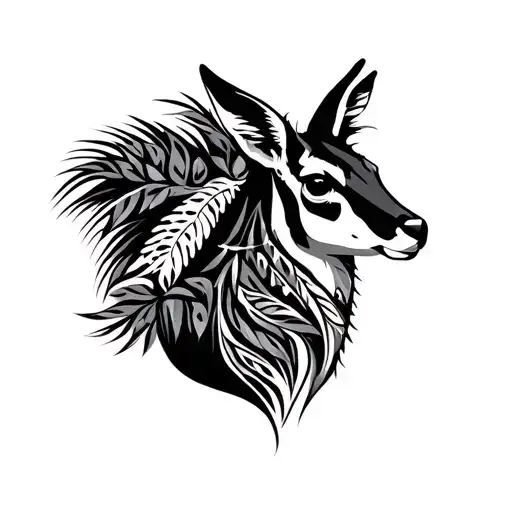 springbok and kangaroo aboriginal design tattoo design idea