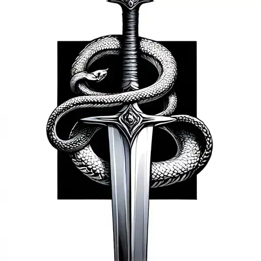 sword with a snake around it tattoo design idea