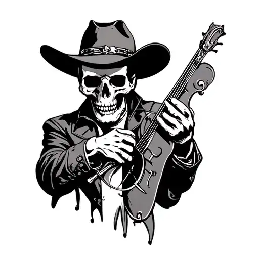 skull cowboy duel tattoo design idea