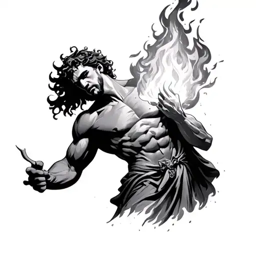 prometheus giving fire tattoo design idea