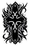 cross with tribal pattern tattoo design idea