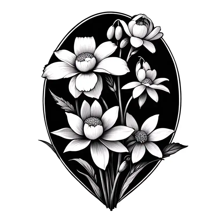 cosmos flower,snowdrop flower, lotus flowers and cancer zodiac, libra zodiac symbol and Aquarius zodiac symbol  tattoo design idea