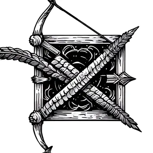 ancient greek bow and arrow tattoo design idea
