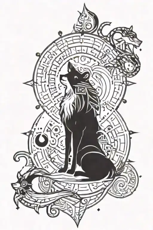 Libra wolf moon Capricorn constellation Pisces  swimming tattoo design idea