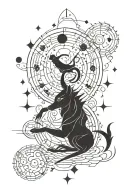Libra wolf moon Capricorn constellation Pisces  swimming tattoo design idea