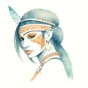 animated woman warrior with taino dominican Republic tattoo design idea