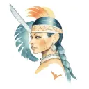 animated woman warrior with taino dominican Republic tattoo design idea
