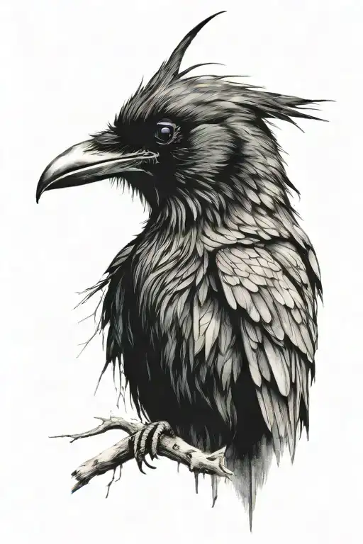 Raven looking inquisitive tattoo design idea