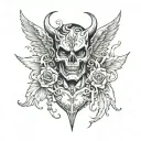 big chest tattoo half angel half devil face tattoo design idea