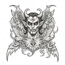big chest tattoo half angel half devil face tattoo design idea