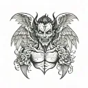big chest tattoo half angel half devil face tattoo design idea