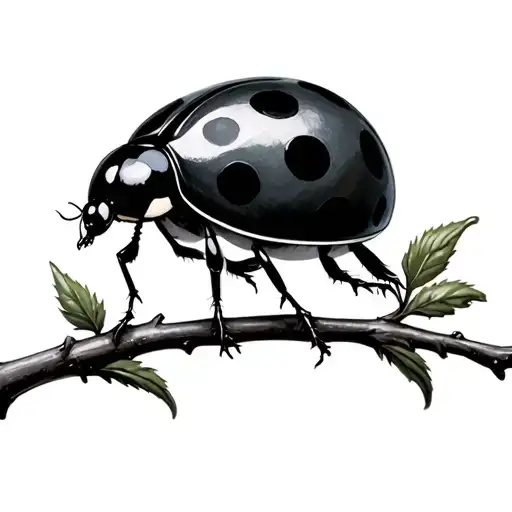 Blueberry and ladybug on a branch tattoo design idea