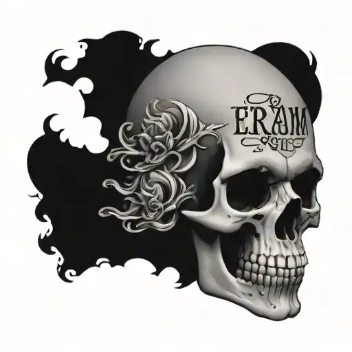 Skull that has on its forehead the words "Eram quod es, eris quod sum" tattoo design idea