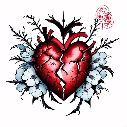 A broken soul and a heart made pieces tattoo design idea