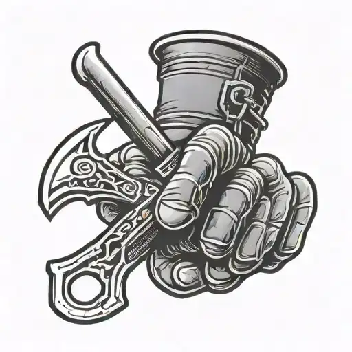 black glove holding a crowbar tattoo design idea