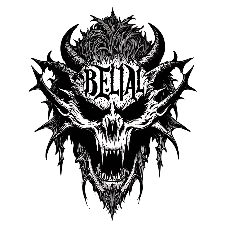 "B E L I A L" BELIAL DEMON tattoo design idea