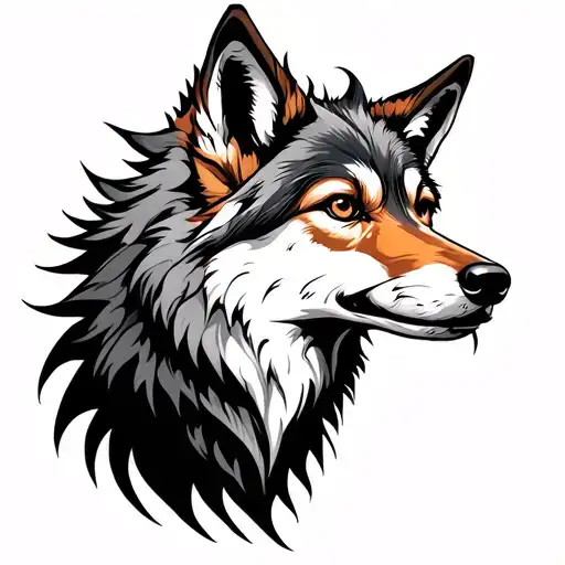 Coyote and fire tattoo design idea