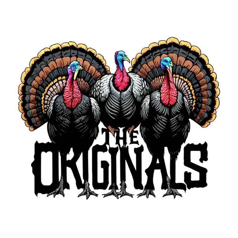 "The Originals" "The Originals" Three Wild Turkeys standing next to each other side tattoo design idea