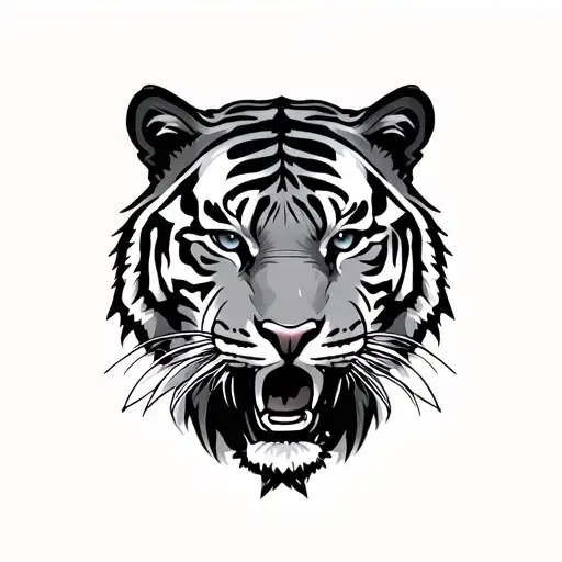 Tiger in drinking alcohol tattoo design idea
