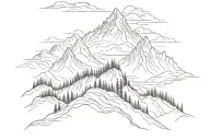 mountain scape scene tattoo design idea