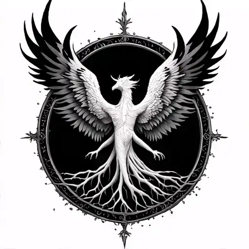 Phoenix rising tree of life design tattoo design idea