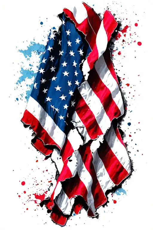 tattered American flag sleve tattoo tattoo design idea