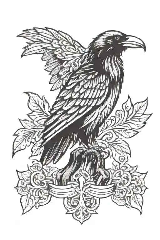 Slavic paganism crow tattoo design idea