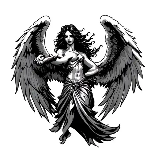 good fighting bad angel tattoo design idea