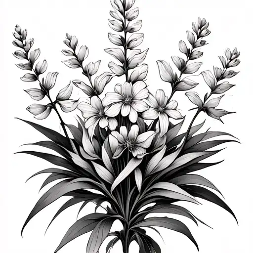 Fox beargrass indian paintbrush wild ginger tattoo design idea
