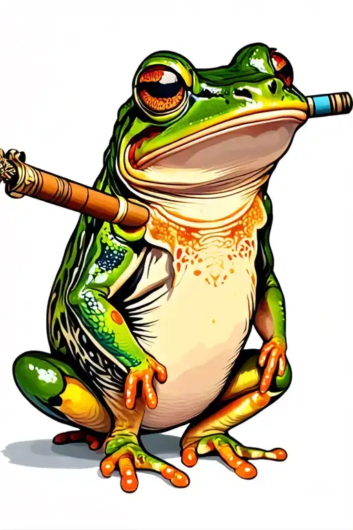 Rockstar frog with ciggeratte  tattoo design idea