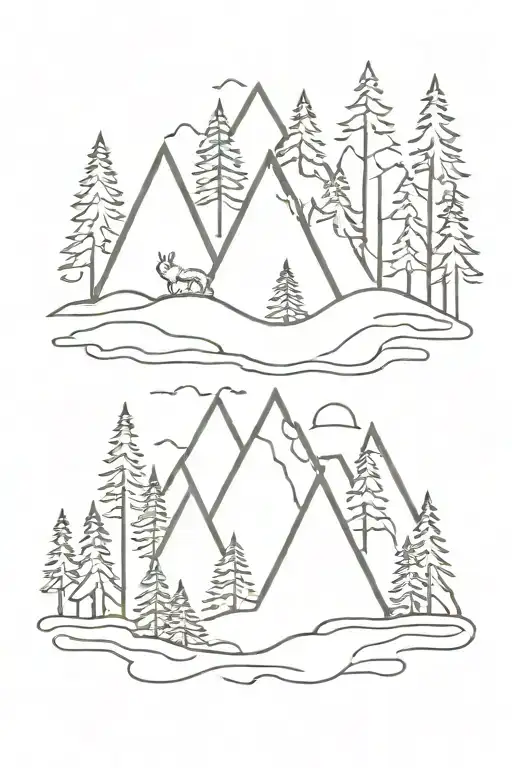 twin Peaks symbol and forest tattoo design idea